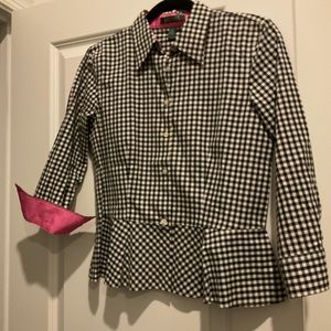 Lauren by Ralph Lauren Checkered Peplum Blouse size 2